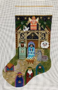 click here to view larger image of Nativity Stocking  (hand painted canvases)