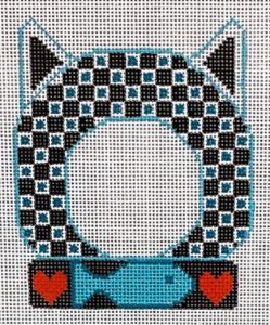 click here to view larger image of Cat Frame - Black and White Checkered (hand painted canvases)