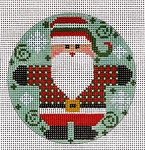 click here to view larger image of Santa Round - Small Checkered Coat  (hand painted canvases)