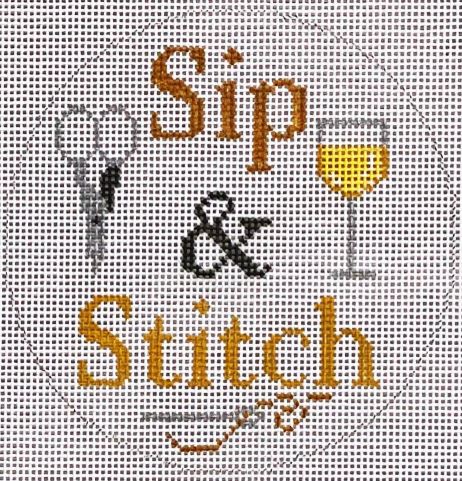click here to view larger image of White Sip and Stitch (hand painted canvases)