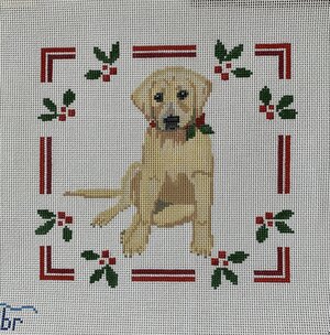 click here to view larger image of Yellow Lab Puppy w/Holly (hand painted canvases)