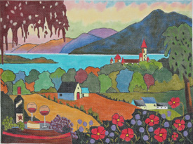 click here to view larger image of Wine Mountains and Lake (hand painted canvases)