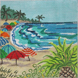 click here to view larger image of Tropical Beach Scapes - Umbrellas (hand painted canvases)