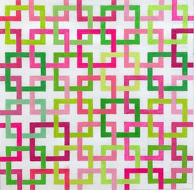 click here to view larger image of Interlocking Squares - Pinks and Greens (hand painted canvases 2)