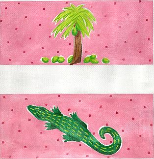 click here to view larger image of Lilly-inspired Gators and Palms Backgammon Board - Dice Cups  (hand painted canvases 2)