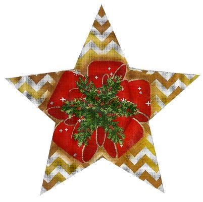 click here to view larger image of Red Bow Tree Topper Star (hand painted canvases)