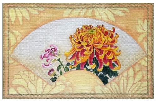 click here to view larger image of Chrysanthemum Fan (hand painted canvases)