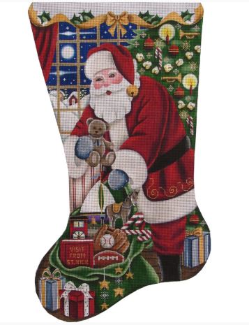 click here to view larger image of Boys Christmas Stocking (hand painted canvases)