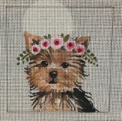 click here to view larger image of Yorkie w/Floral Crown (hand painted canvases)