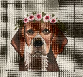 click here to view larger image of Harrier Hound w/Floral Crown (hand painted canvases)