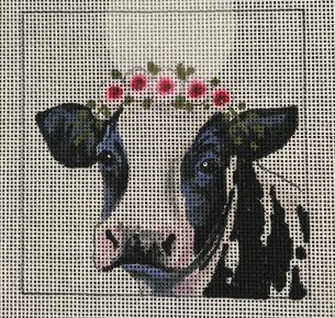 click here to view larger image of Dairy Cow w/Floral Crown (hand painted canvases)