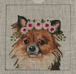 click here to view larger image of Papillon w/Floral Crown (hand painted canvases)