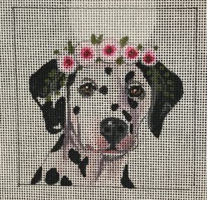click here to view larger image of Dalmation w/Floral Crown (hand painted canvases)