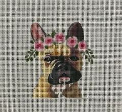 click here to view larger image of French Bulldog w/Floral Crown (hand painted canvases)