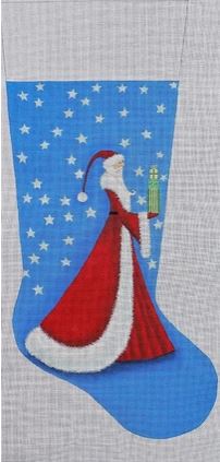 click here to view larger image of Elegant Santa Stocking (hand painted canvases)