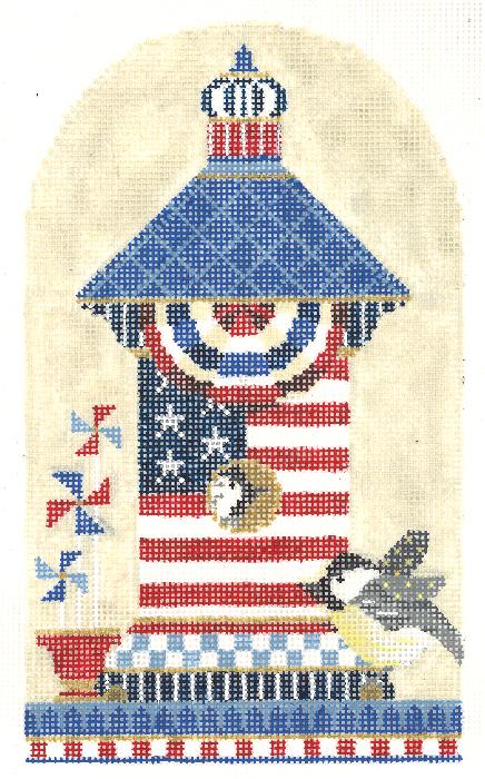 click here to view larger image of Chickadee Patriotic House (hand painted canvases)