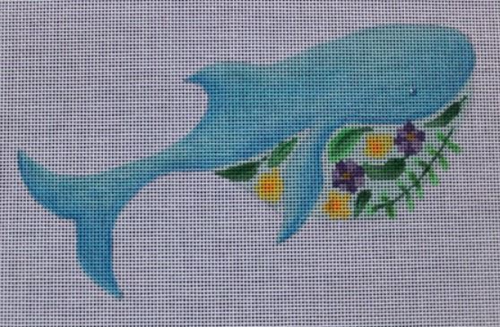 click here to view larger image of Floral Whale (hand painted canvases)