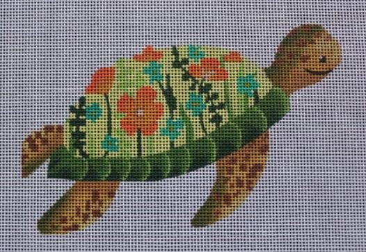 click here to view larger image of Floral Turtle (hand painted canvases)