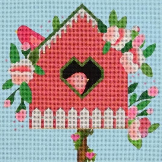 click here to view larger image of Pink Birdhouse (hand painted canvases)