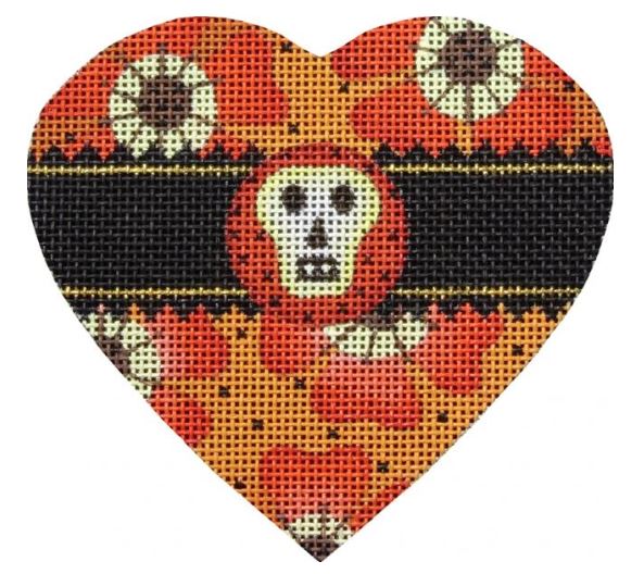 click here to view larger image of Halloween Hearts - Skull (hand painted canvases)