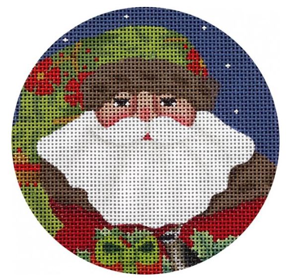 click here to view larger image of Forest Santa Ornament (hand painted canvases)