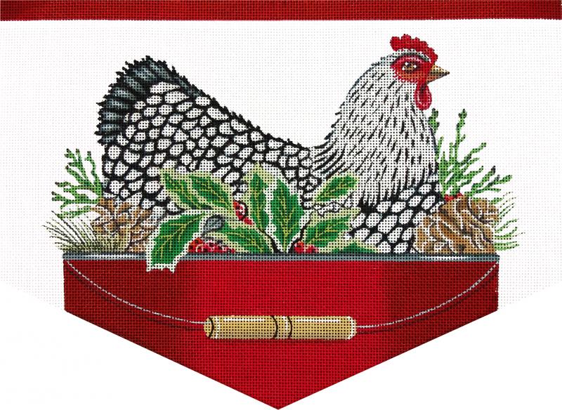 click here to view larger image of Christmas Chicken Cuff (hand painted canvases)