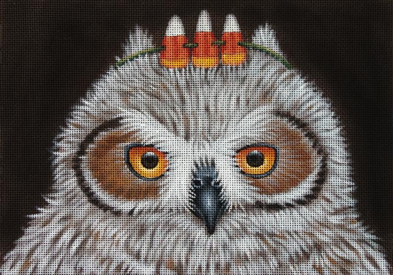 click here to view larger image of Candy Corn Owl (hand painted canvases)