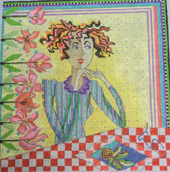 click here to view larger image of Stitcher Takes a Break (hand painted canvases)