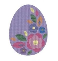 click here to view larger image of Purple Floral Flat Egg  (printed canvas)