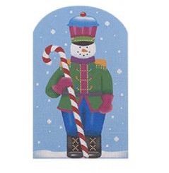 click here to view larger image of Candy Cane Snowman Sentry (printed canvas)