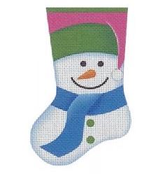click here to view larger image of Snowman Mini Sock Pink/Green (printed canvas)