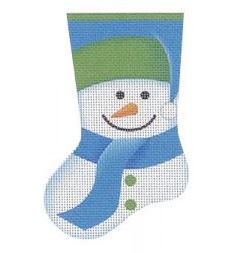 click here to view larger image of Snowman Mini Sock Blue/Green (printed canvas)