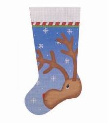 click here to view larger image of Peeking Reindeer Stocking (printed canvas)