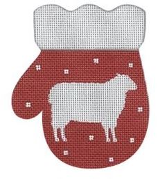 click here to view larger image of French Country Sheep Mitten - Red/White (printed canvas)