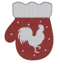 click here to view larger image of French Country Rooster Mitten - Red/White (printed canvas)