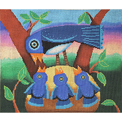click here to view larger image of Mama Bird Feeding Her Babies (hand painted canvases)