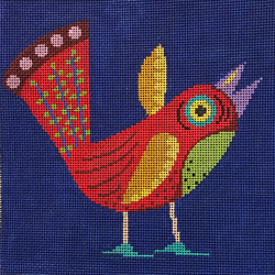 click here to view larger image of Red Bird on Blue Background (hand painted canvases)