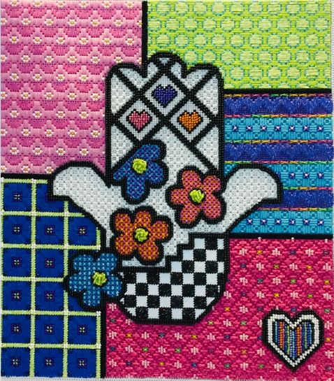 click here to view larger image of Happy Hamsa (hand painted canvases)