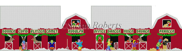 click here to view larger image of Santa Village - Reindeer Barn (hand painted canvases)