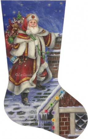 click here to view larger image of Up On The Roof Top Stocking (hand painted canvases)