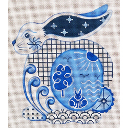 click here to view larger image of Bunny - Blue and White (hand painted canvases)