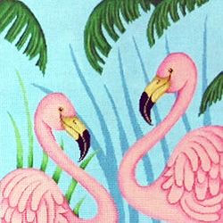 click here to view larger image of Two Flamingoes (hand painted canvases)