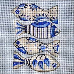 click here to view larger image of Blue and White China Fish (hand painted canvases)