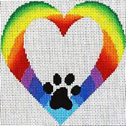 click here to view larger image of Rainbow Heart w/Paw Print (hand painted canvases)