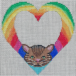 click here to view larger image of Rainbow Heart w/Kitty (hand painted canvases)
