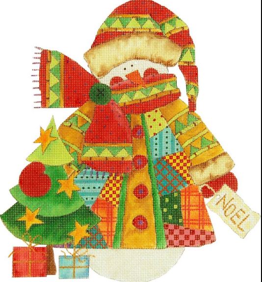 click here to view larger image of Noel Patchwork Snowman, The (hand painted canvases)