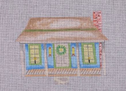 click here to view larger image of Wreath Blue House (hand painted canvases)