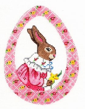 click here to view larger image of Brown Girl Bunny/Pink Easter Egg (hand painted canvases)