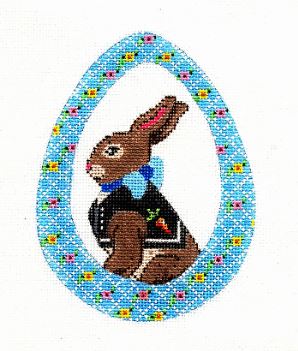 click here to view larger image of Brown Boy Bunny/Blue Easter Egg (hand painted canvases)