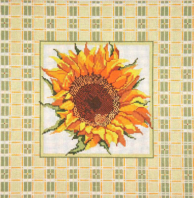 click here to view larger image of Sunflower w/Plaid Border (hand painted canvases)